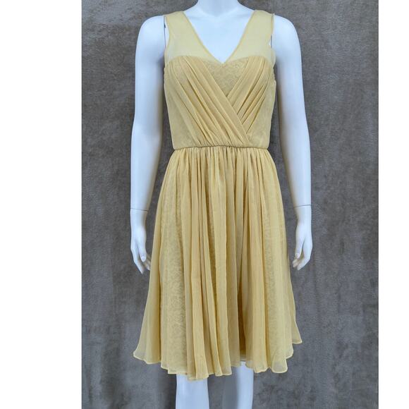 Vera Wang Dress Womens 6 Butter Yellow Sleeveless Chiffon Bridesmaid Wedding - Picture 1 of 13